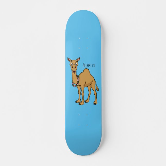 Happy camel cartoon illustration skateboard (Front)