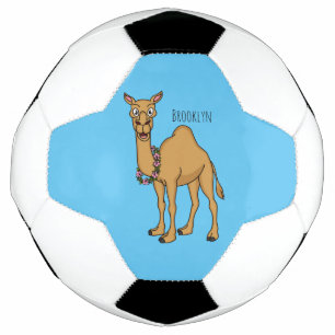 Happy camel cartoon illustration soccer ball