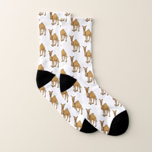Happy camel cartoon illustration socks