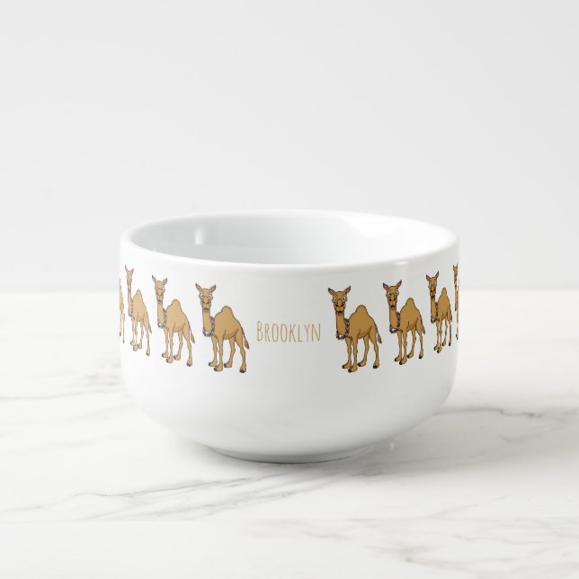 Happy camel cartoon illustration  soup mug (Front)