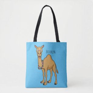 Happy camel cartoon illustration tote bag