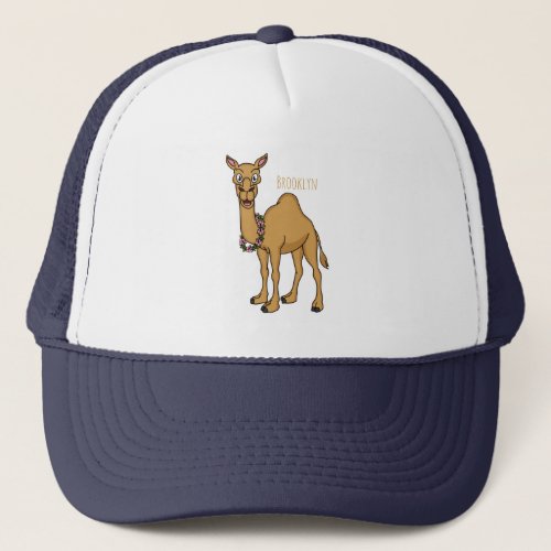 Happy camel cartoon illustration  trucker hat