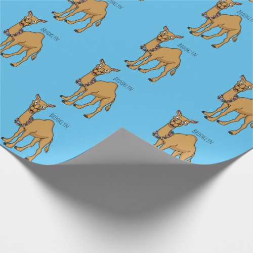 Happy camel cartoon illustration wrapping paper