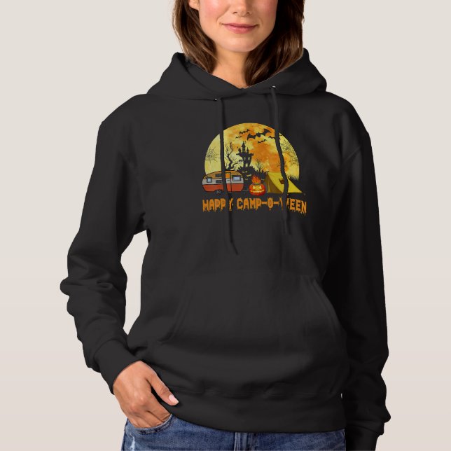 Happy Camp O Ween Camper Halloween Camping Hallowe Hoodie (Front)