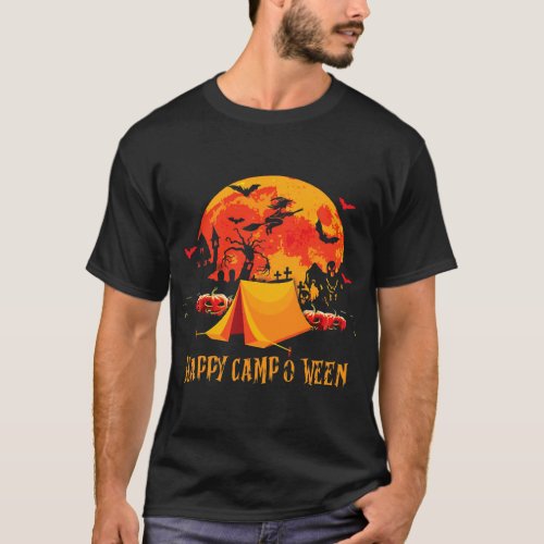 Happy camp o ween Funny Halloween Camping For Men T_Shirt