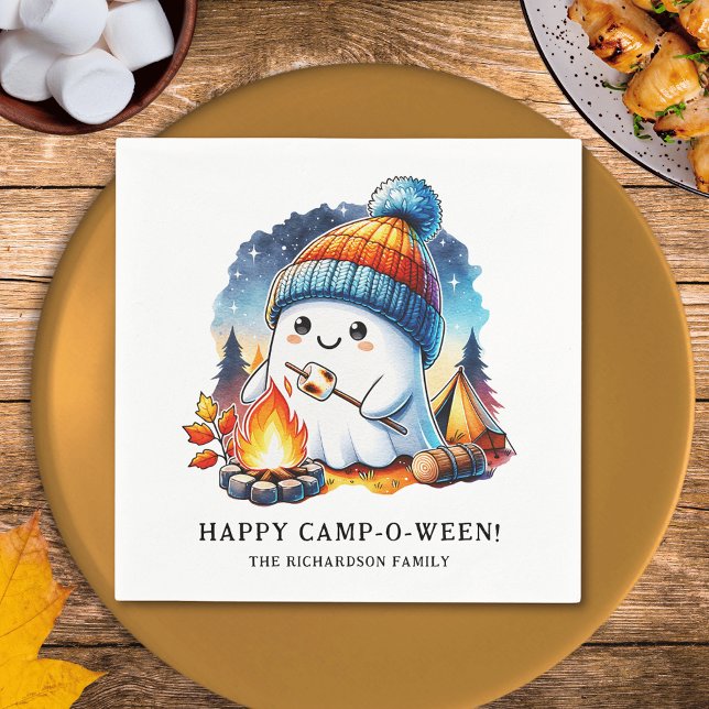 Happy Camp-o-ween Ghost Camping Custom Halloween Napkins (Creator Uploaded)