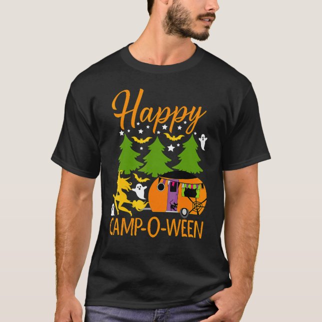Happy Camp O Ween Halloween Camping Camper T-Shirt (Front)