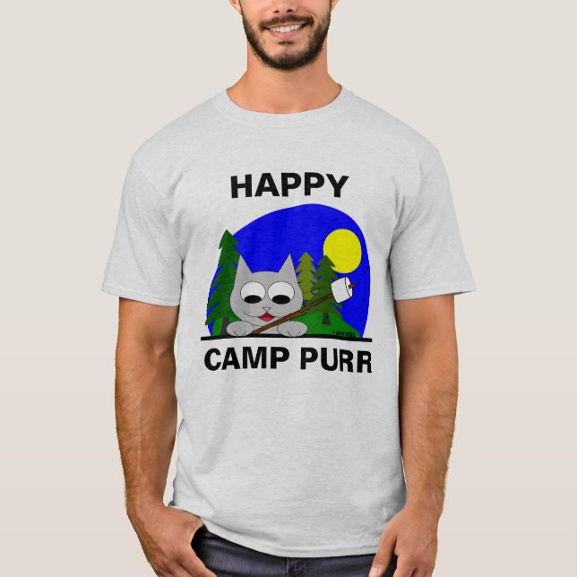 Happy Camp Purr Camper Cat Funny T Shirt (Front)