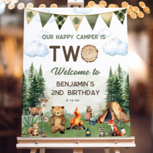 Happy Camper 2nd Birthday 16x20 Welcome Sign