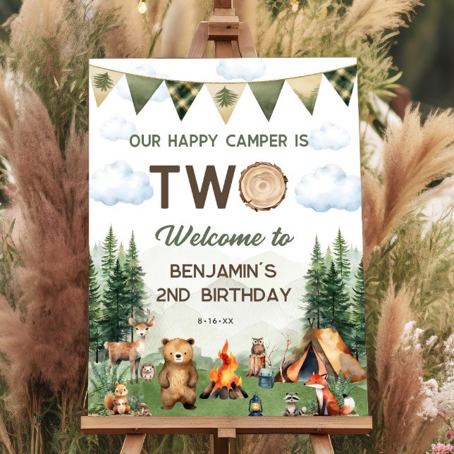 Happy Camper 2nd Birthday 18x24 Welcome Sign (Happy Camper 2nd Birthday 18x24 Welcome Sign
)