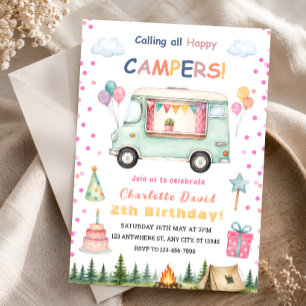 Happy Camper 2nd Birthday Invitation