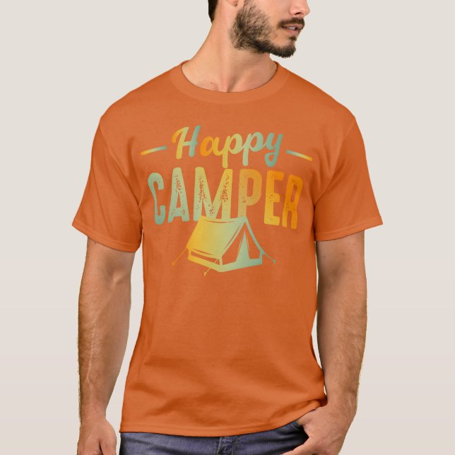 Happy Camper Adventure Camp Fire Camping Gift Idea T-Shirt (Front)