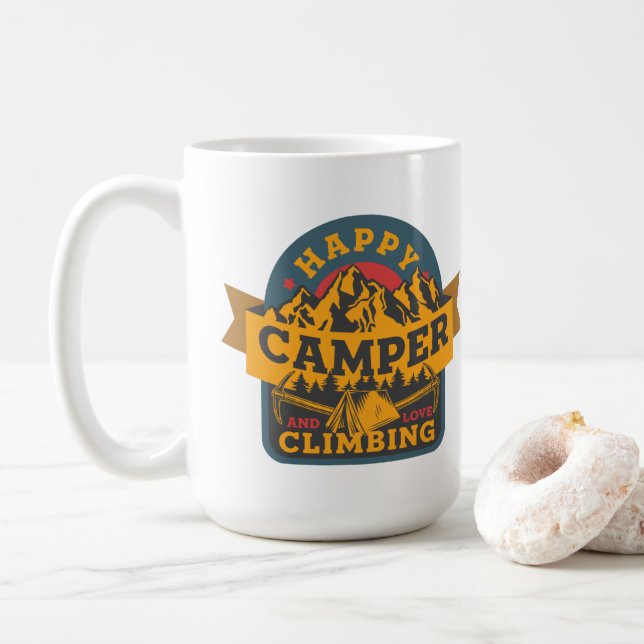 Happy Camper and Love Climbing Coffee Mug (With Donut)