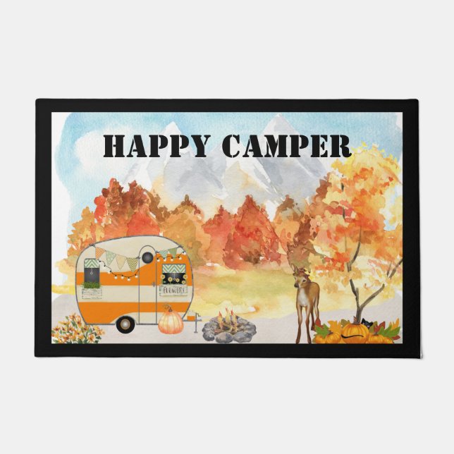 Happy Camper Autumn Door Mat (Front)