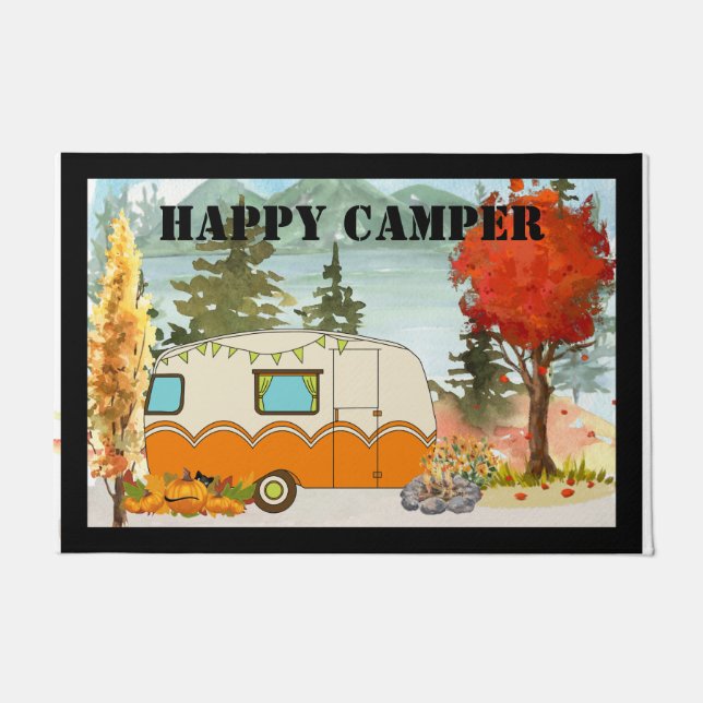 Happy Camper Autumn Door Mat  (Front)