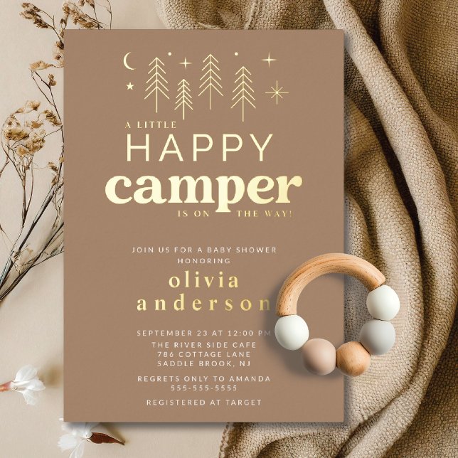 Happy Camper Baby Shower Invitation Foil Invitation (Creator Uploaded)