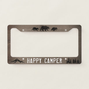 Happy Camper - Bear Silhouettes - Custom Text License Plate Frame