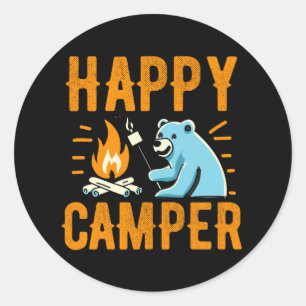 Happy Camper Bear - Vacation Hiking Campfire Campi Classic Round Sticker