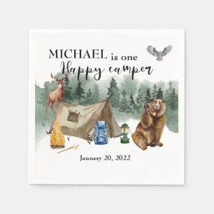 Happy Camper Birthday Forest Bear Napkins