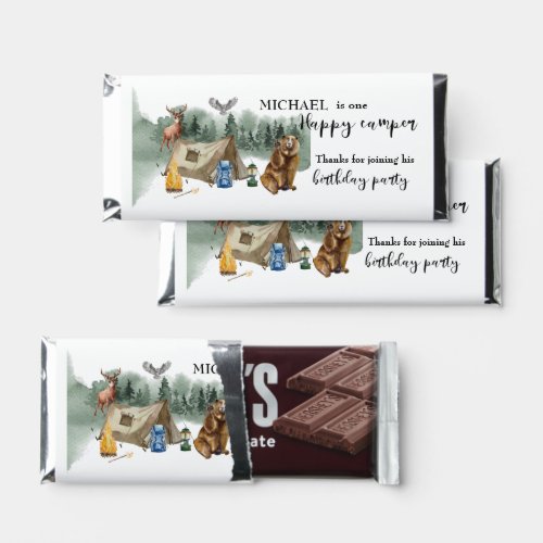 Happy Camper Birthday Party Forest Camping Hershey Bar Favors