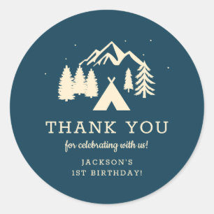 Happy Camper Birthday Party Thank You Classic Round Sticker