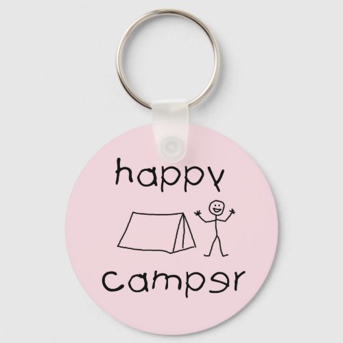 Happy Camper blk Keychain