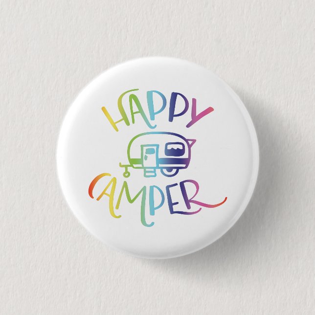 Happy Camper Bright Badge Pinback Button (Front)