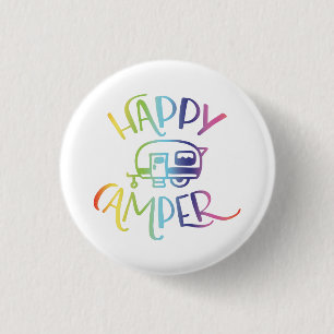 Happy Camper Bright Badge Pinback Button
