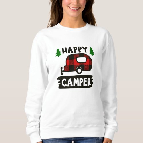 Happy Camper Buffalo Plaid Sweatshirt
