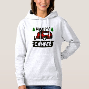 Happy Camper Buffalo Plaid Sweatshirt Hoodie