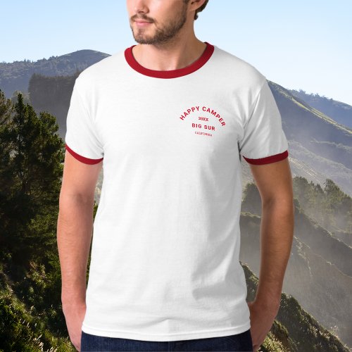 Happy Camper Camp Weekend Retro Red Ringer T_Shirt