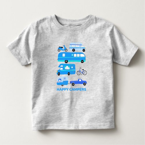 HAPPY CAMPER Campervan Vanlife RV Trailer Blue Toddler T_shirt