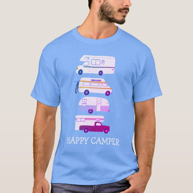 HAPPY CAMPER Campervan vanlife RV Trailer CUSTOM T-Shirt (Front)