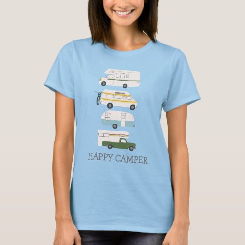 HAPPY CAMPER Campervan vanlife RV Trailer CUSTOM T_Shirt