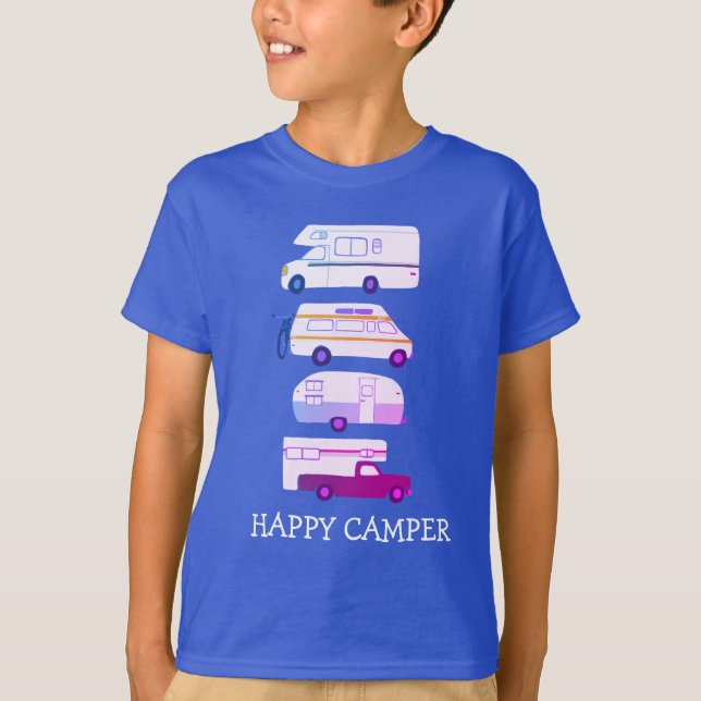 HAPPY CAMPER Campervan vanlife RV Trailer CUSTOM T-Shirt (Front)