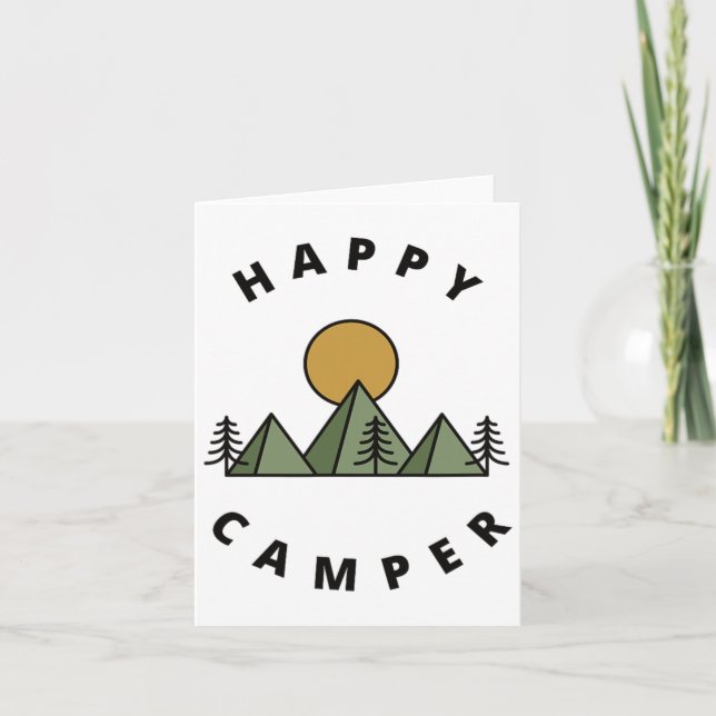 Happy Camper Camping Camp Forest Mountains Minimal Card (Front)