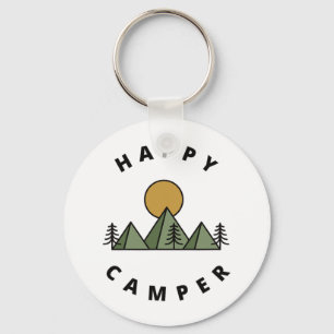 Happy Camper Camping Camp Forest Mountains Minimal Keychain
