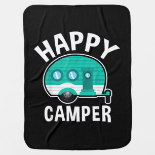 Happy Camper Camping Car Caravan Funny Vacation Baby Blanket