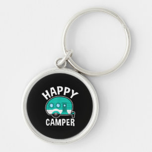 Happy Camper Camping Car Caravan Funny Vacation Keychain