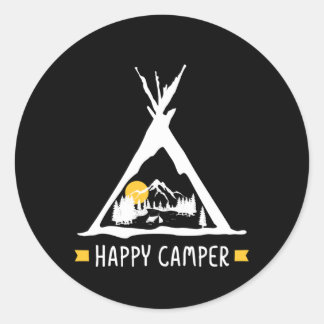 Happy Camper Camping Caravan Motorhome Gift Classic Round Sticker