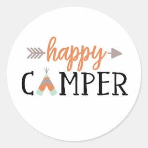 Happy Camper, Camping Classic Round Sticker
