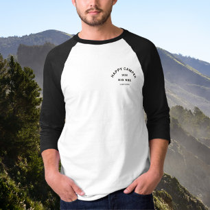Happy Camper Camping Crew Vintage Black Raglan T-Shirt