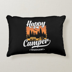 Happy Camper Camping Hiking Travel Caravan Life Accent Pillow