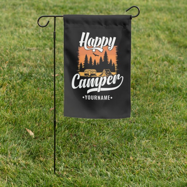 Happy Camper Camping Hiking Travel Caravan Life Garden Flag (In SItu)