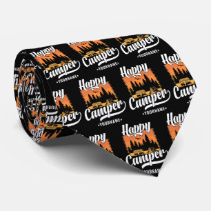 Happy Camper Camping Hiking Travel Caravan Life Neck Tie