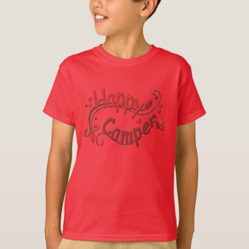 Happy Camper Camping Kids Red T_shirt