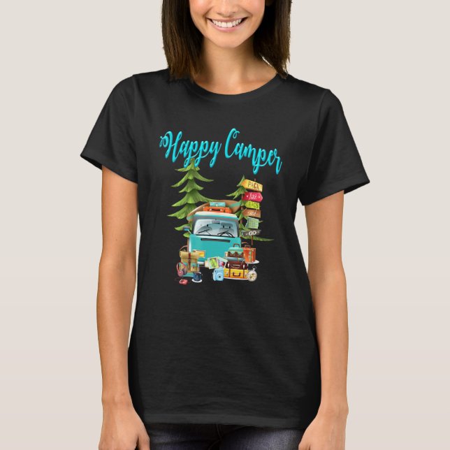 Happy Camper Camping Roadtrip T-Shirt (Front)