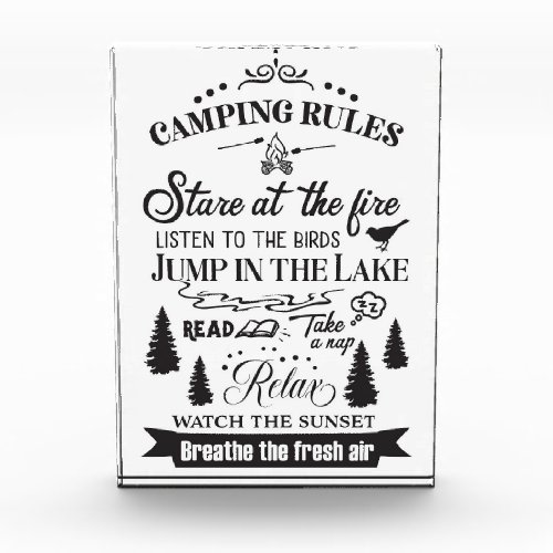 Happy Camper Camping Rules Photo Block