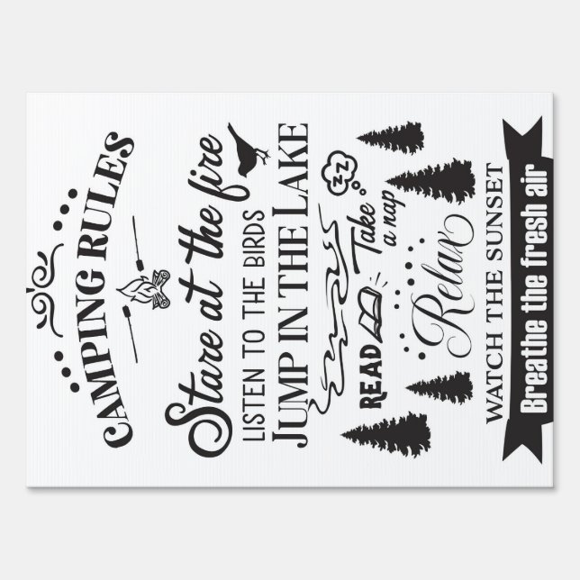 Happy Camper Camping Rules Sign (Front)