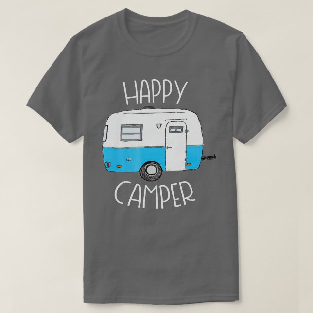 Happy Camper Camping s Blue Boler railer camp  T-Shirt (Design Front)